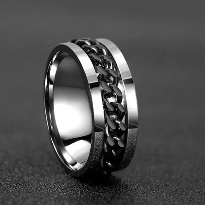 Cool Stainless Steel Rotatable  MENS/WOMENS Ring . High Quality Spinner Chain Punk Jewelry Style