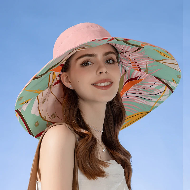 100% Cotton European and American Cross border Women's New Double sided Fisherman Hat  for Summer,  Enlarged brim Sun hat.  4 Styles, all reversible so........$ patterns and 4 contrasting colors. I KNOW Im grabbing a couple!