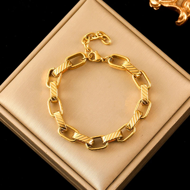 Stainless Steel Twisted Bracelet Bangles For Women.  Trendy 18K Gold Plated Wrist Chain,  Waterproof Jewelry Gift for MOTHERS DAY GIFT!!!