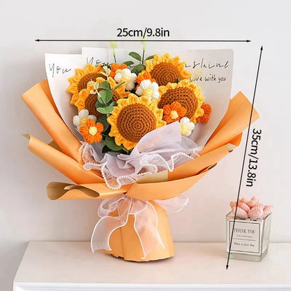 Crocheted Flower Bouquet,  Knitted Flowers, Artificial Flowers,  Graduation Bouquet Party Supplies MOTHERS DAY Gift Wedding Gifts