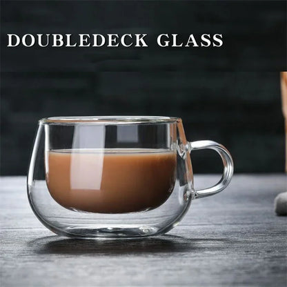 150-350ml Heat Resistant High Borosilicate Glass Mug.  Double Wall Glass Coffee Cup with Handle.