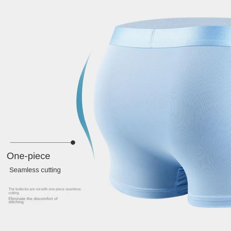 4pcs Boxer Shorts.   Men's Ice Silk Underwear, Breathable, Sexy, Thin, U Convex  Boxers,  L-6XL