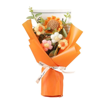Artificial Flower Crochet Bouquet,  Handmade Anniversary Gift of Sunflower,  Daisy Bouquet for Mothers Day,  Birthday Gif, Etc.t