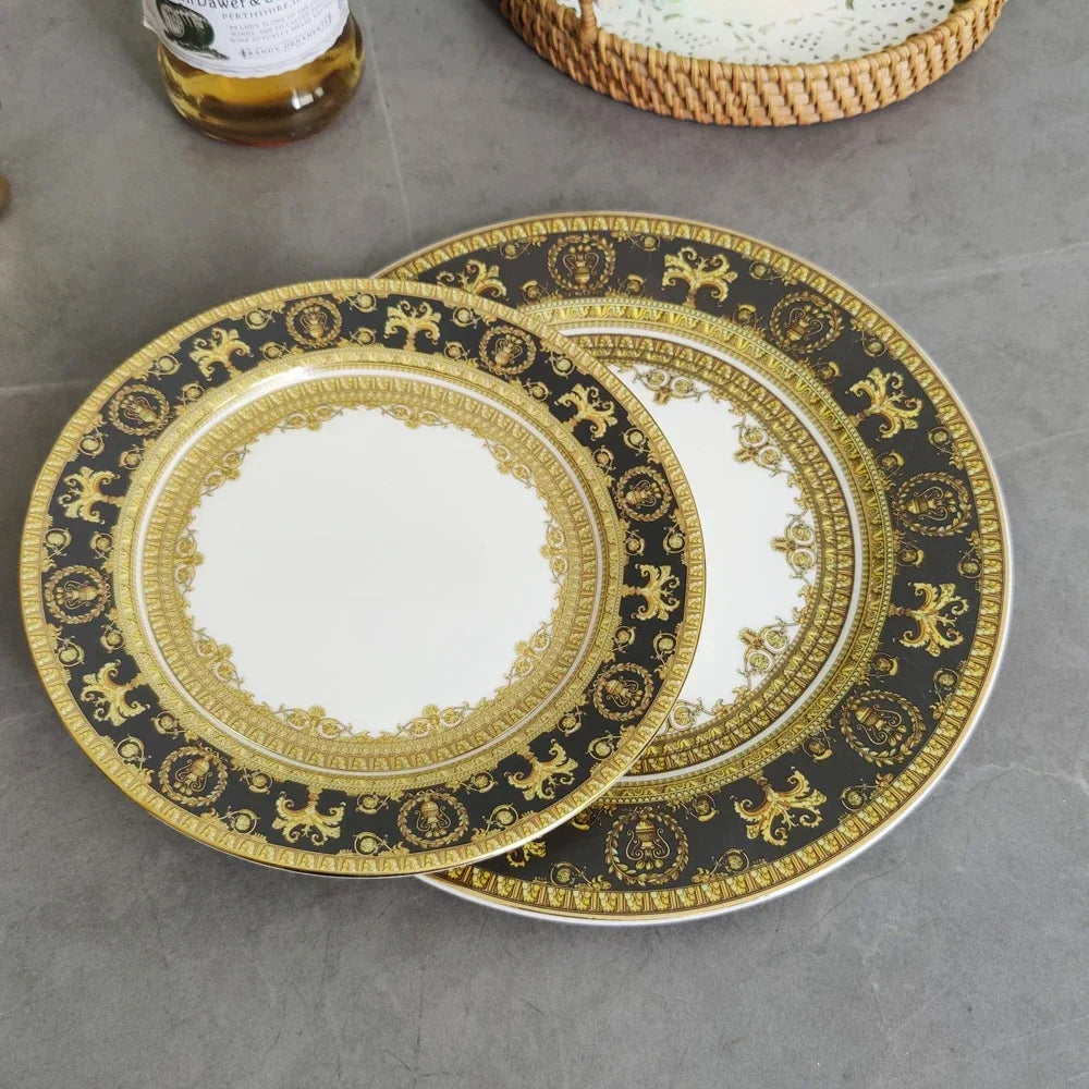 Vintage Ceramic Dinner Plate 8 Inch /10 Inch Creative Bone China.   Western Steak, Dessert,  Salad Plate, Gift Box Set for this pattern.