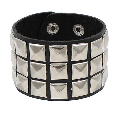 PU Leather Bracelets, Adjustable Cuff Bracelet/ Rivets/Buckle Wristband for Men /Women