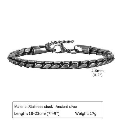 Vintage Chain Bracelets for Men, Boys. Byzantine Stainless Steel Braided Link Wristband,Retro Jewelry for any occasion but PERFECT FATHERS DAY Gift