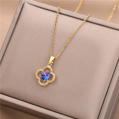 New In Light Luxury Zircon Crystal Stainless Steel Necklaces For Women. Sweet Female Clavicle Chain Jewelry.  Nice for everyday wear. Maybe nice for MOTHER/DAUGHTER Gift