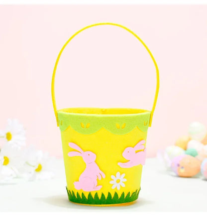 2025 Non-woven Fabric Easter Basket,  Kids Color Eggs Bucket, Welcome Spring Insect Butterfly Party, Happy Easter