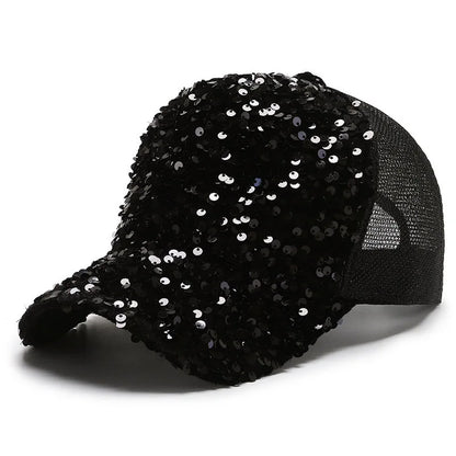 Girls' Sparkling Sequin Baseball Cap - Breathable Mesh Sun Hat with Snapback Closure for Spring/Summer Outdoor Activities Casual.  BLUE is gone.  All other colors are GOOD.