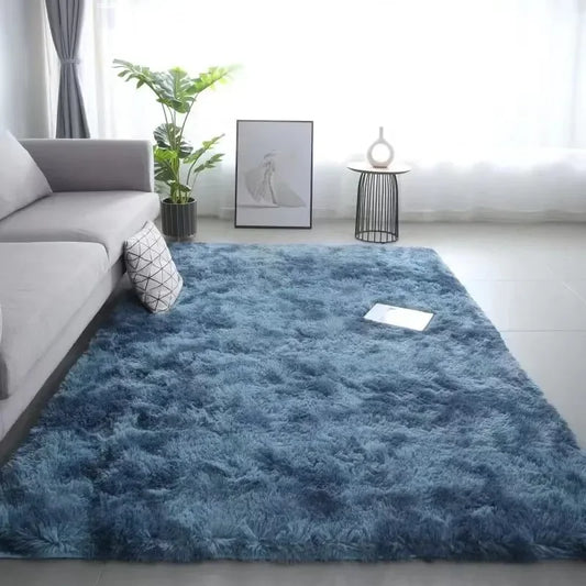 Gradient Silk Wool Bedside Rug for Living Room , Bedroom -Non-slip Machine Washable Not Easy to Lose Hair Carpet
