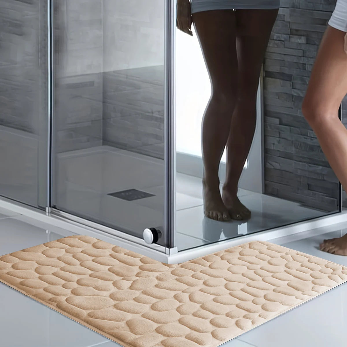For L-shaped shower room, embossed , absorbent foot mat,  thick non-slip showe entrance mat