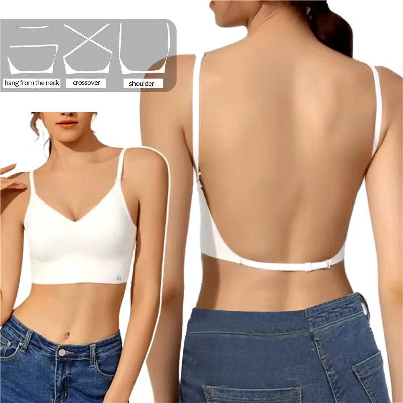 Backless Top for Dresses,  Sexy Lingerie with Transparent Straps.   Push Up Strapless Underwear