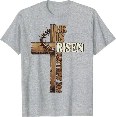 Easter Cross,  He Is Risen, Jesus/ Christian,  Men /Women T-Shirt, Bible verse John 3:16.