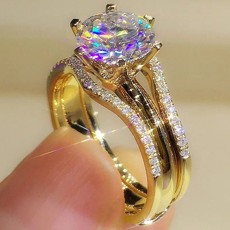 Unique Rose Gold Color Rings for Women.  Classic 6 Claws Designed,  for  Cubic Zirconia Rings  for Wedding /Engagement Bands