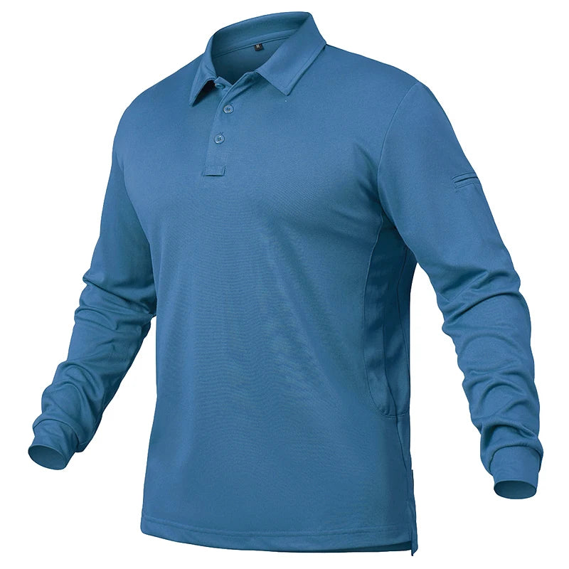 Men's Performance Long Sleeve POLO  Shirt.  No Shrinking,   Lightweight,   Breathable, Outdoor Polo Shirts  with UPF50+ Pique Jersey Golf Shirt.  NOT much stock left but you might be lucky. 6 colors to pick from so worth a lo