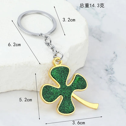 1pc Creative Lucky Four-Leaf Clover Keychains.  Couple Bag Charms,  Accessories, Metal Foliage Shape Car Key Ring Party Gift