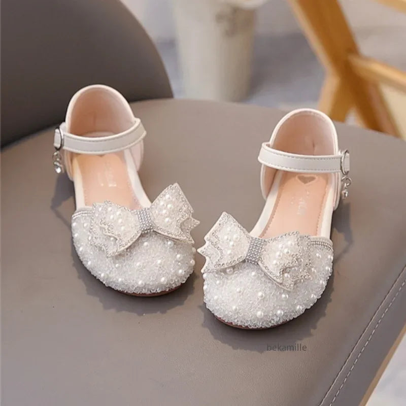 Spring and Summer Girls' Princess Shoes,  Sandals,  Flat  Kids Dresses Shoes with Pearl  for Kids and Teens