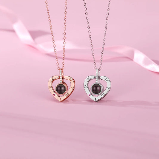 Love Heart Necklace  IN 100 Languages FOR  " I Love You".   Projection Pendant Jewelry For Mom Girlfriend Birthday Christmas Romantic Gifts