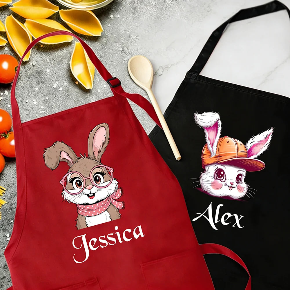 Personalized Easter Bunny Children's Apron, Spring Kitchen Supplies,  Holiday Home Decoration Love Baking for Kids, Cute Easter Gift