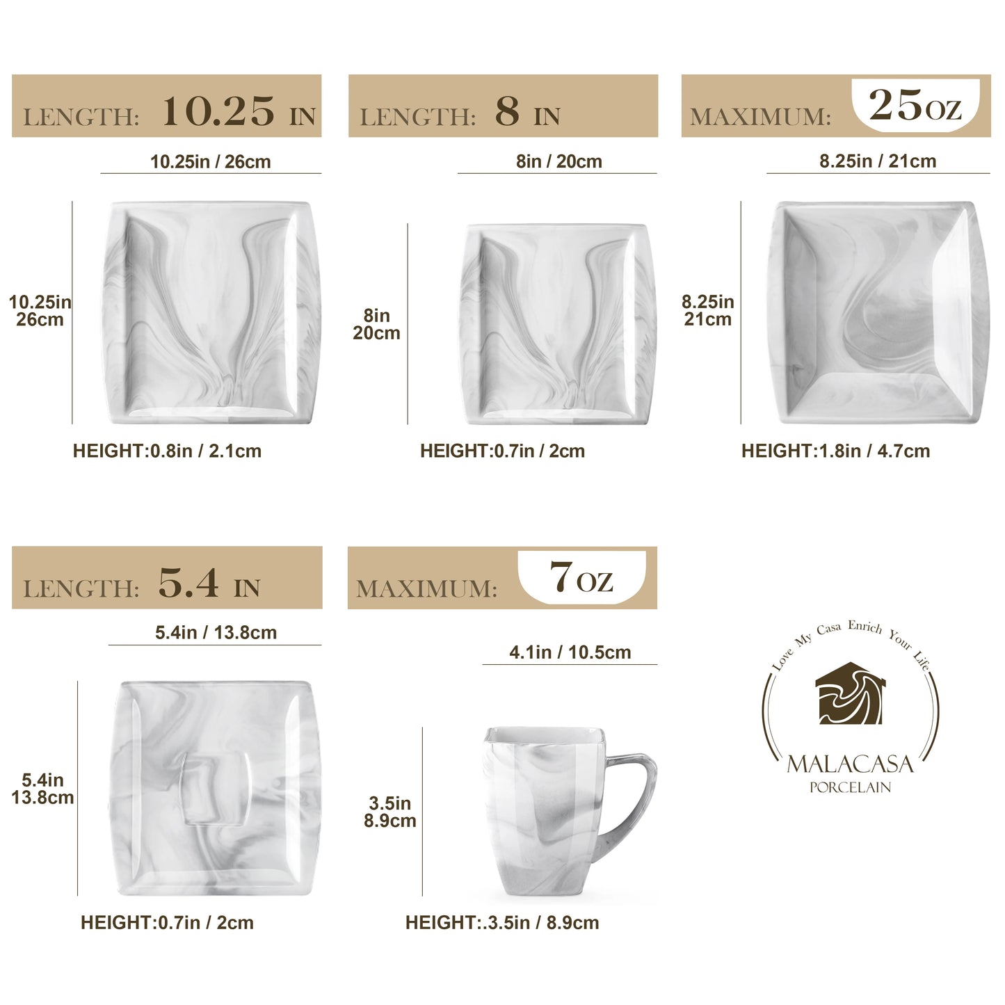 30/60PCS Marble Grey Porcelain Tableware.  Dinnerware Set with 6PCS,  Dessert/Soup/Dinner Plate/Cup/Saucer,Service for 12