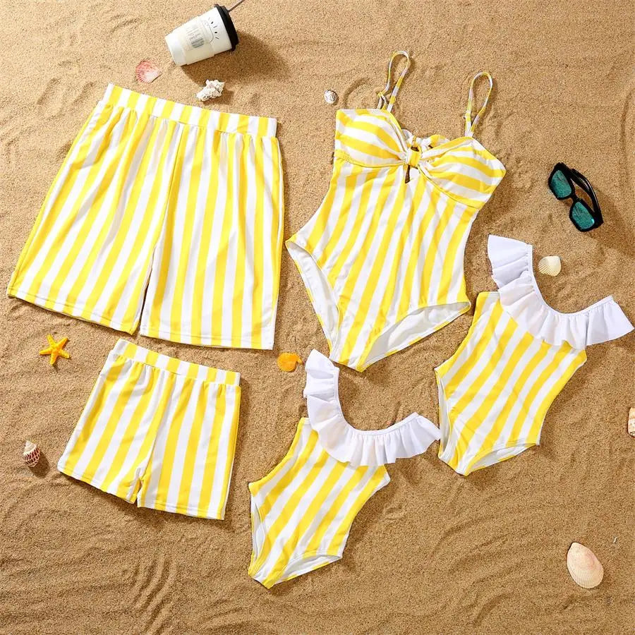 Dinosaurs Swimwear,  Matching  Family Swimwear with V-Neck Mother /Daughter Swimsuits Mommy and Me Dresses Clothes Father /Son Swim Shorts