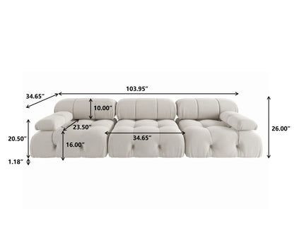 104" Minimalist Modular Sectional Sofas. Modern Velvet Convertible Couches  for 3. Seats 3 in Living Room Sofa Sets.
