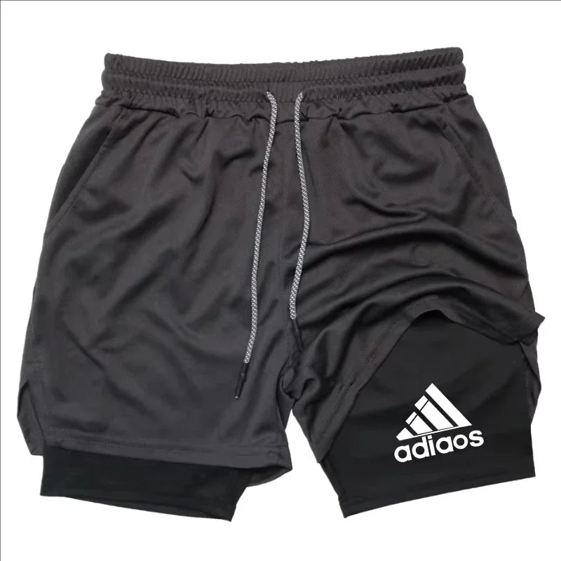 Men's Compression Shorts,  Summer Gym Fitness, Running,  Training Sports Shorts,  Two-In-One Mesh, Breathable and, Quick-Drying Shorts