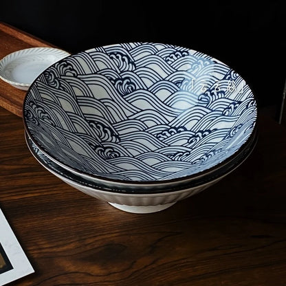Large Size Hand-Painted Japanese Bowl for Soup,  Ramen, Etc.