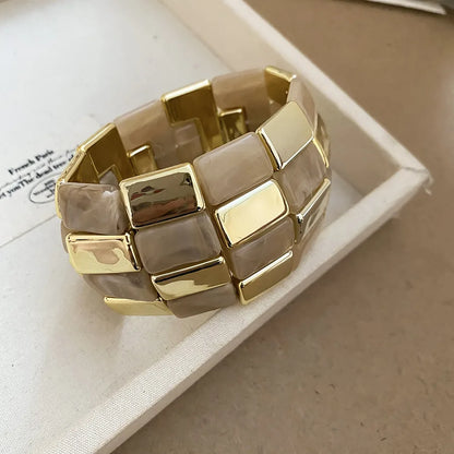 Acrylic Square Splicing Geometric Round Bangles for Women.   European and American Fashion,  Simple Bracelet Hand Jewelry Sense.. GREEN  and BLUE are both gone.  Don't wait too long....I love this bracelet!!!