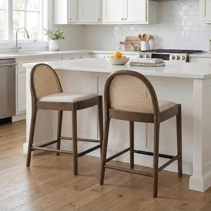 Modern Linen Counter Stools,  Set of 4, 26 Inch Seat Height,  Counter Height Barstools Upholstered.   Bar Stools with Oval, Customized