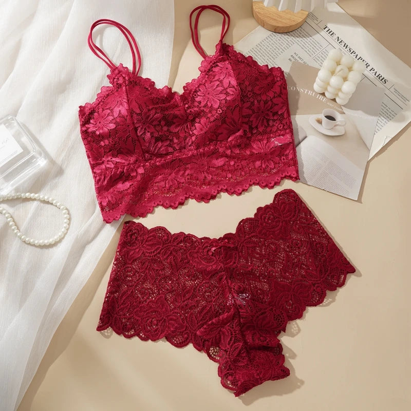 Women's Sexy Lace Bra Set.   Beautiful Back With Lace Flowers and  Breathable Panties.  Not all sizes are available in all 3 colors.  Check your sizing charts to help you with all choices that are still in stock.