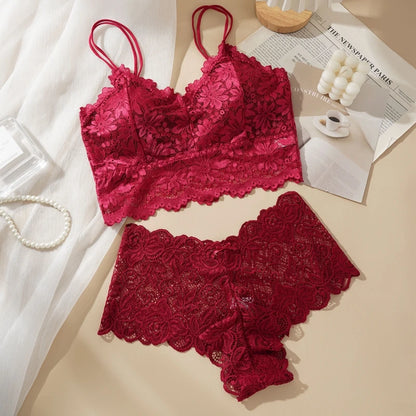 Women's Sexy Lace Bra Set.   Beautiful Back With Lace Flowers and  Breathable Panties.  Not all sizes are available in all 3 colors.  Check your sizing charts to help you with all choices that are still in stock.