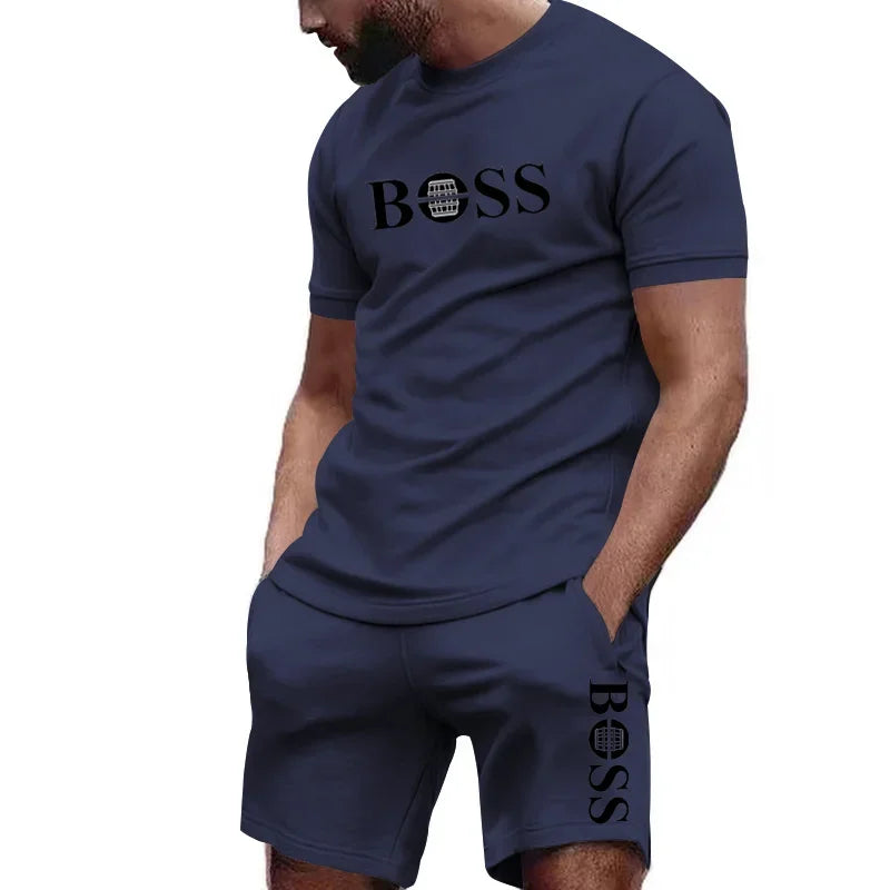 Men's two-piece sportswear.  Short sleeved T-shirt and pants set for  running and fitness sportswear 2026 summer.