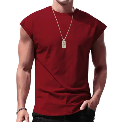 men's summer sleeveless t-shirt,  casual,  loose,  solid colors,  thin shoulder t-shirt sport