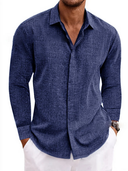 Men's Linen /Cotton Long-sleeved shirt,  Loose Undershirt,  Solid Colors,  plus Great FATHERS DAY Gift!!!