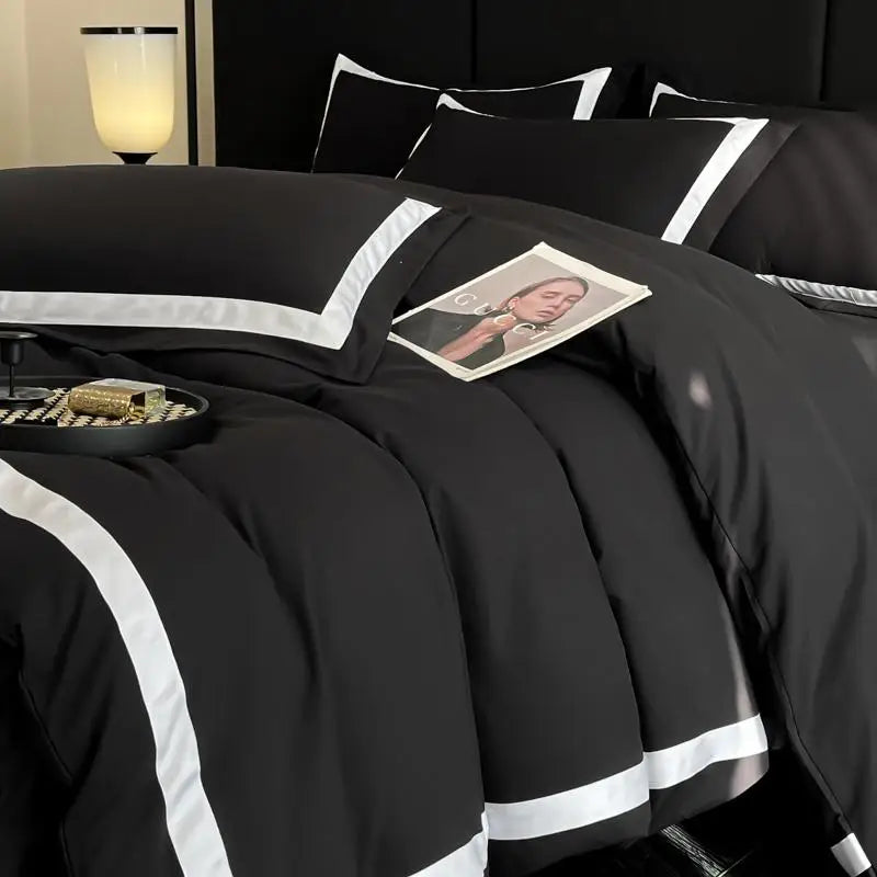 4Pcs Brushed Microfiber King / Queen / Double/ Twin.  Soft Premium Hotel Patchwork Duvet cover Flat/Fitted sheet  and 2 Pillowcases