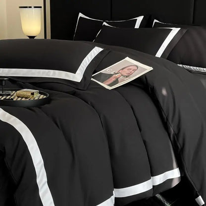 4Pcs Brushed Microfiber King / Queen / Double/ Twin.  Soft Premium Hotel Patchwork Duvet cover Flat/Fitted sheet  and 2 Pillowcases