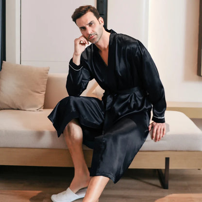 Mens spring and autumn silk /thin/ style -oversized pajamas, long sleeved bathrobes, ice silk bathrobes,  clothing  for summer