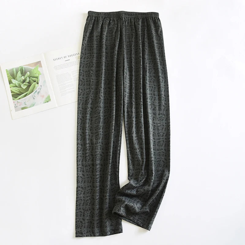 Men's Stylish Summer Pajama Pants, Thin, Loose, Breathable,  Air-Conditioned Pants with Elastic Waist