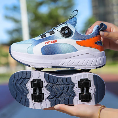 Kids Two- Wheel Roller Skating Shoes With Light Magic Stick.   Walking Shoes  with Detachable Wheels.   Roller Skate Shoes For Teenagers