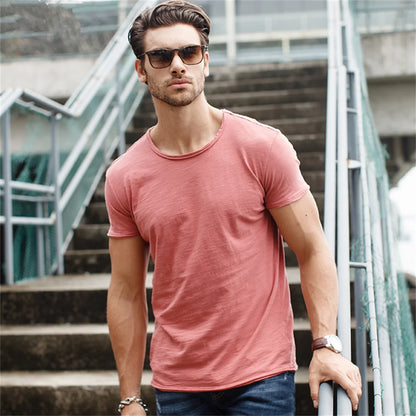 100% Cotton Mens T-shirt,  Casual, Soft,  Summer Thin T-shirts.   Men's Home Clothes,  O-Neck,  Short Sleeve,  Soild T- Shirt.