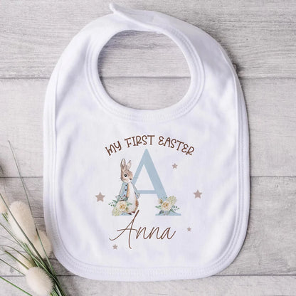 1pcs Personalized Name, First Easter Baby Bunny Bib  is Durable for Infant Easter Outfit Party supplies Photo Props Newborn Gift