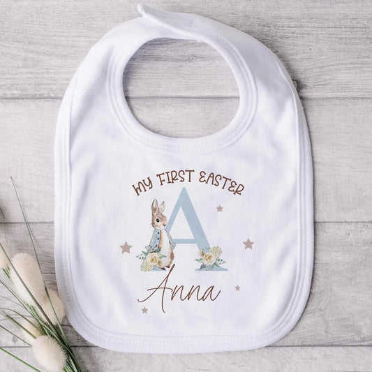 1pcs Personalized Name, First Easter Baby Bunny Bib  is Durable for Infant Easter Outfit Party supplies Photo Props Newborn Gift