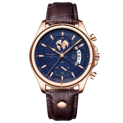 Luxury Mens  Wristwatch,  Chronograph Date,  Waterproof,  Leather.  Mens  Watch,  Quartz, Men's Watches