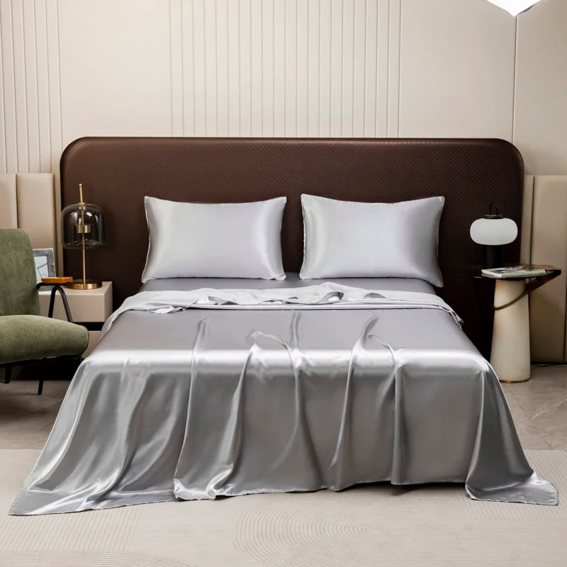 Solid Color Satin Sheets  and Pillowcase Set，Luxurious Bedding Ensemble with a Silky Sheen，Twin/Full/Queen/King Size