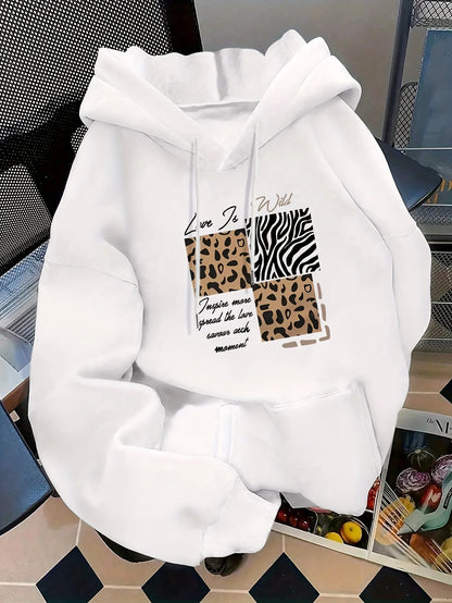 Women's autumn and winter loose casual comfortable letter printed,  thick, long sleeved,  round neck hoodie pullover