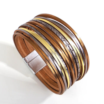 Trendy Colorful Leather Bracelet for Women /Men.   Boho Multilayer Slim Strips Wrap Wide Bangle Bracelets. Jewelry Gifts