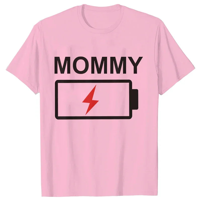 Battery Print T-Shirt Daddy,  Mommy,  Daughter,  Son,  Baby, Matching Family Clothes, Dad Mom and Me,  Kids , Baby Classic Tees
