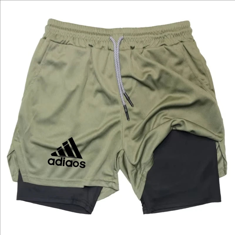 Men's Compression Shorts,  Summer Gym Fitness, Running,  Training Sports Shorts,  Two-In-One Mesh, Breathable and, Quick-Drying Shorts