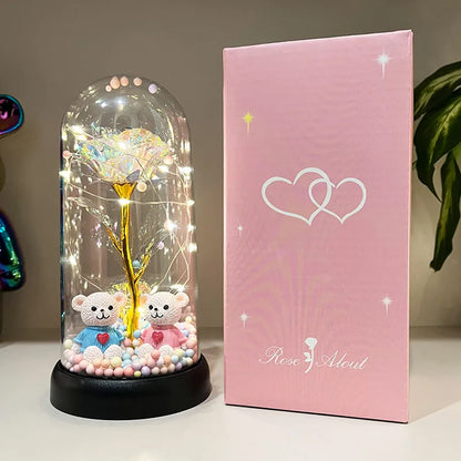 1pc Colorful Rose Luminous Flower with  plastic Cover .  Gift for MOTHERS DAY Perfect Gift for Valentine's Day, Christmas, New Years Day,